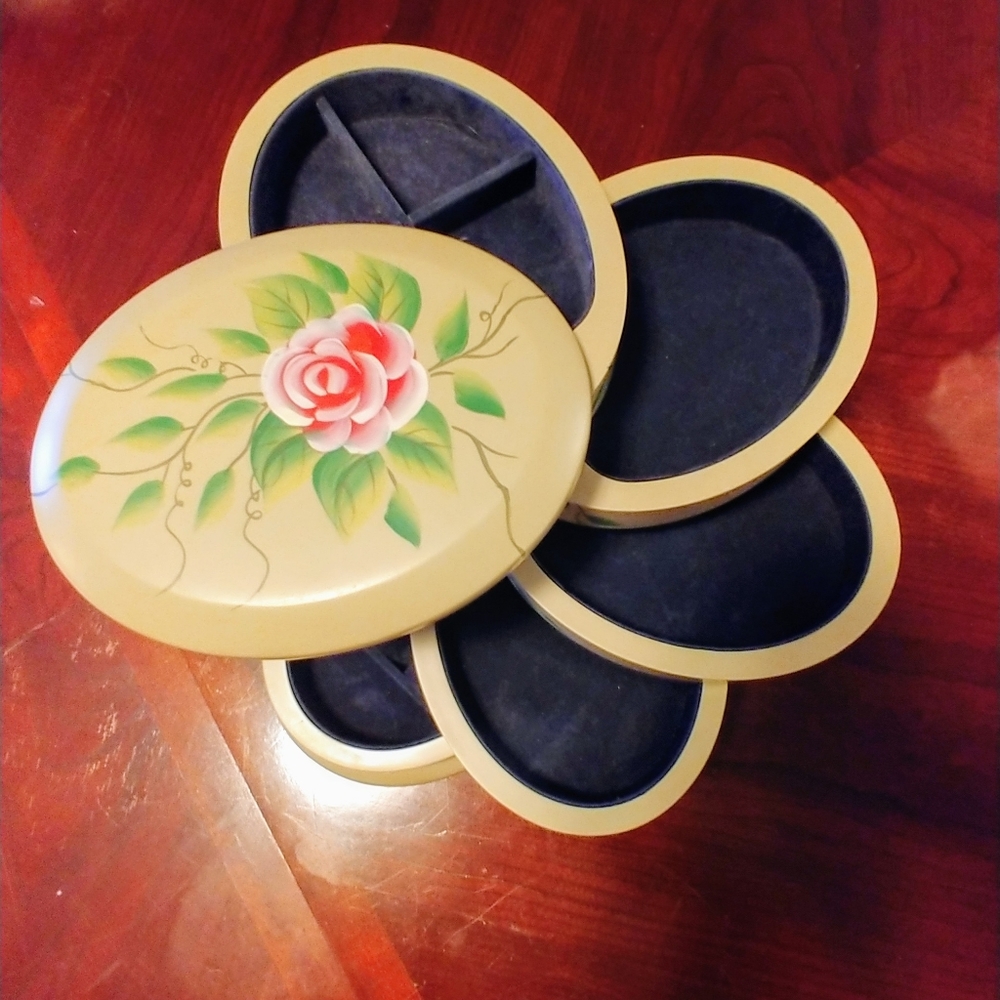 Flex Zorb swivel hand painted oval jewelry box